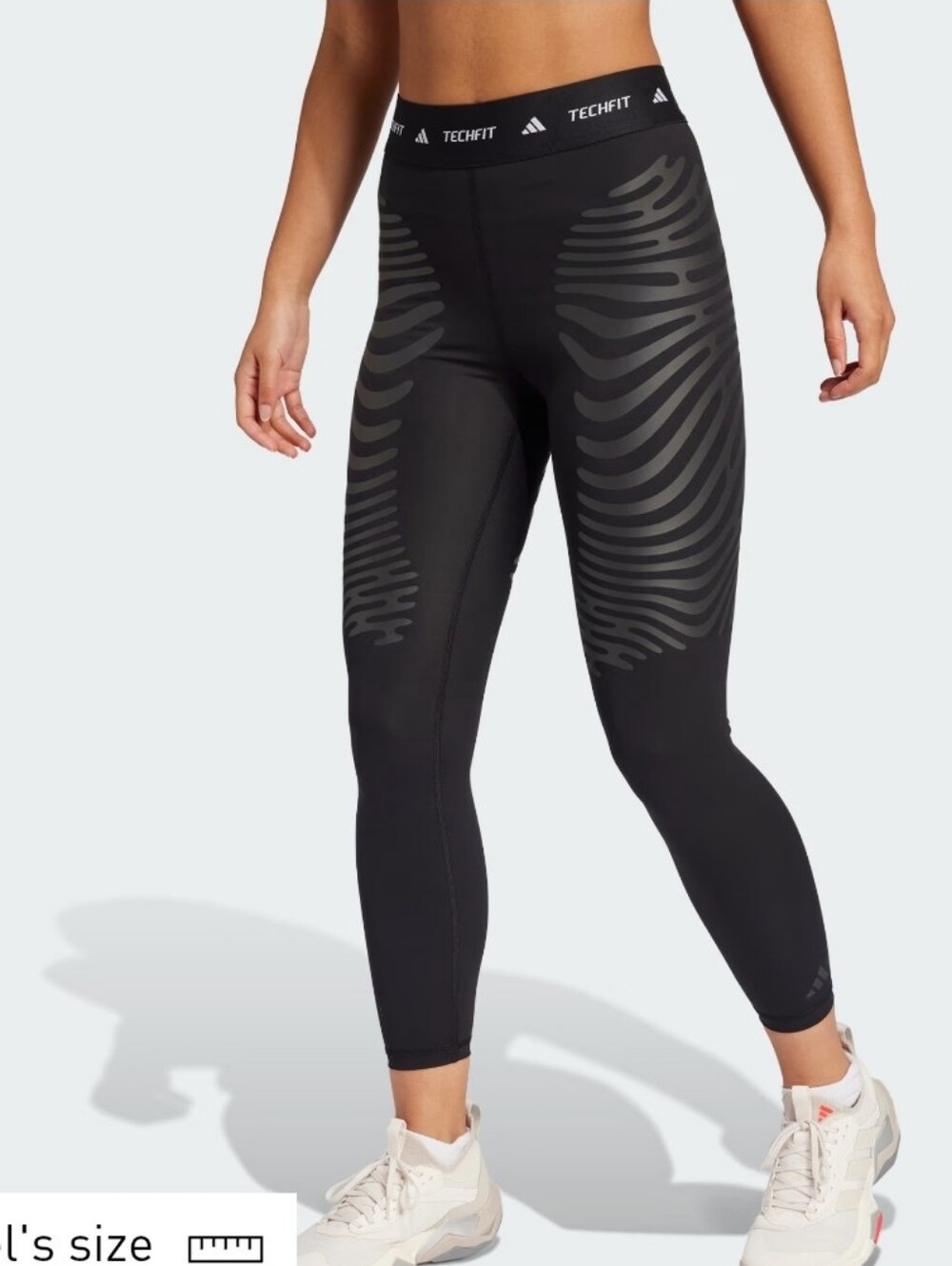 NWT Women's Adidas Techfit Black High-Waist 7/8 Compression Leggings